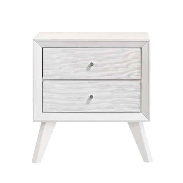 Corrigan Studio® 2 Drawers Wooden Nightstand with Faux Crystal Knob in